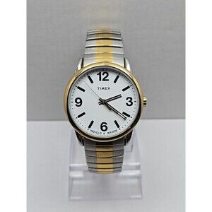 Timex Easy Reader Indiglo Two Tone 38mm Quartz Watch New Battery WR 30M Vintage